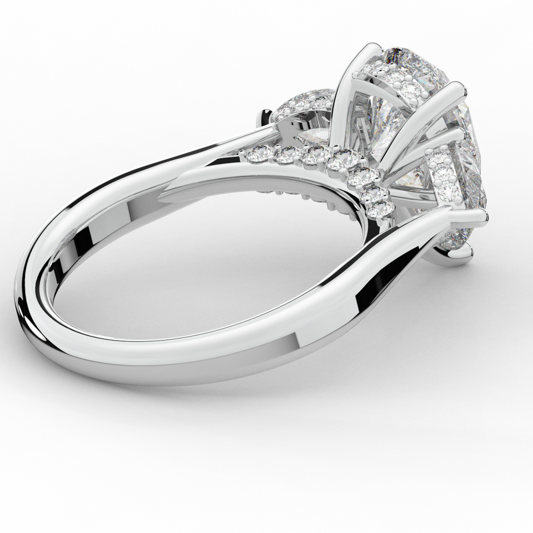 3.70CT.TW PEAR LAB DIAMOND 3 STONE ENGAGEMENT RING - Nazarelle