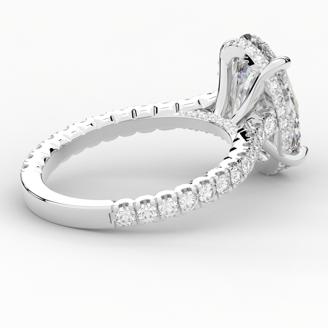 4.70CT.TW OVAL LAB DIAMOND UNDERHALO SOLITAIRE ENGAGEMENT RING - Nazarelle