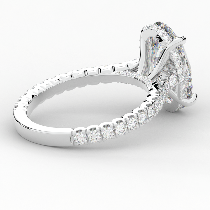 4.70CT.TW OVAL LAB DIAMOND UNDERHALO SOLITAIRE ENGAGEMENT RING - Nazarelle