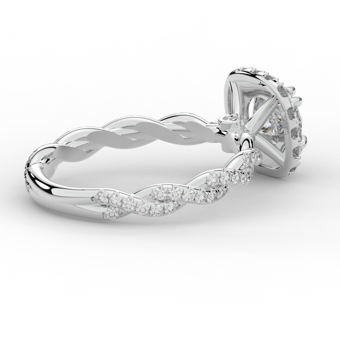 1.55CT.TW ROUND LAB DIAMOND HALO TWIST ENGAGEMENT RING - Nazarelle