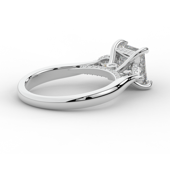 2.40CT.TW PRINCESS LAB DIAMOND 3 STONE ENGAGEMENT RING - Nazarelle