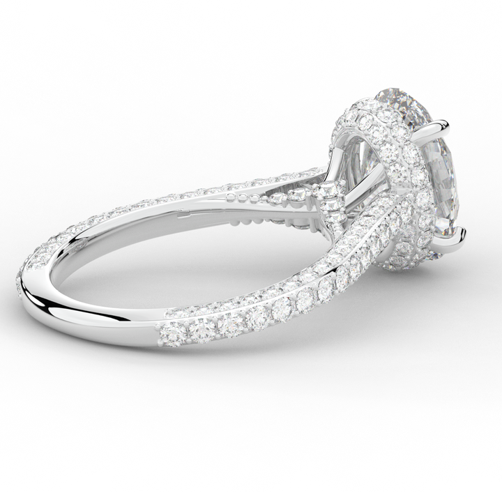4.00CT.TW OVAL LAB DIAMOND UNDERHALO SOLITAIRE ENGAGEMENT RING - Nazarelle