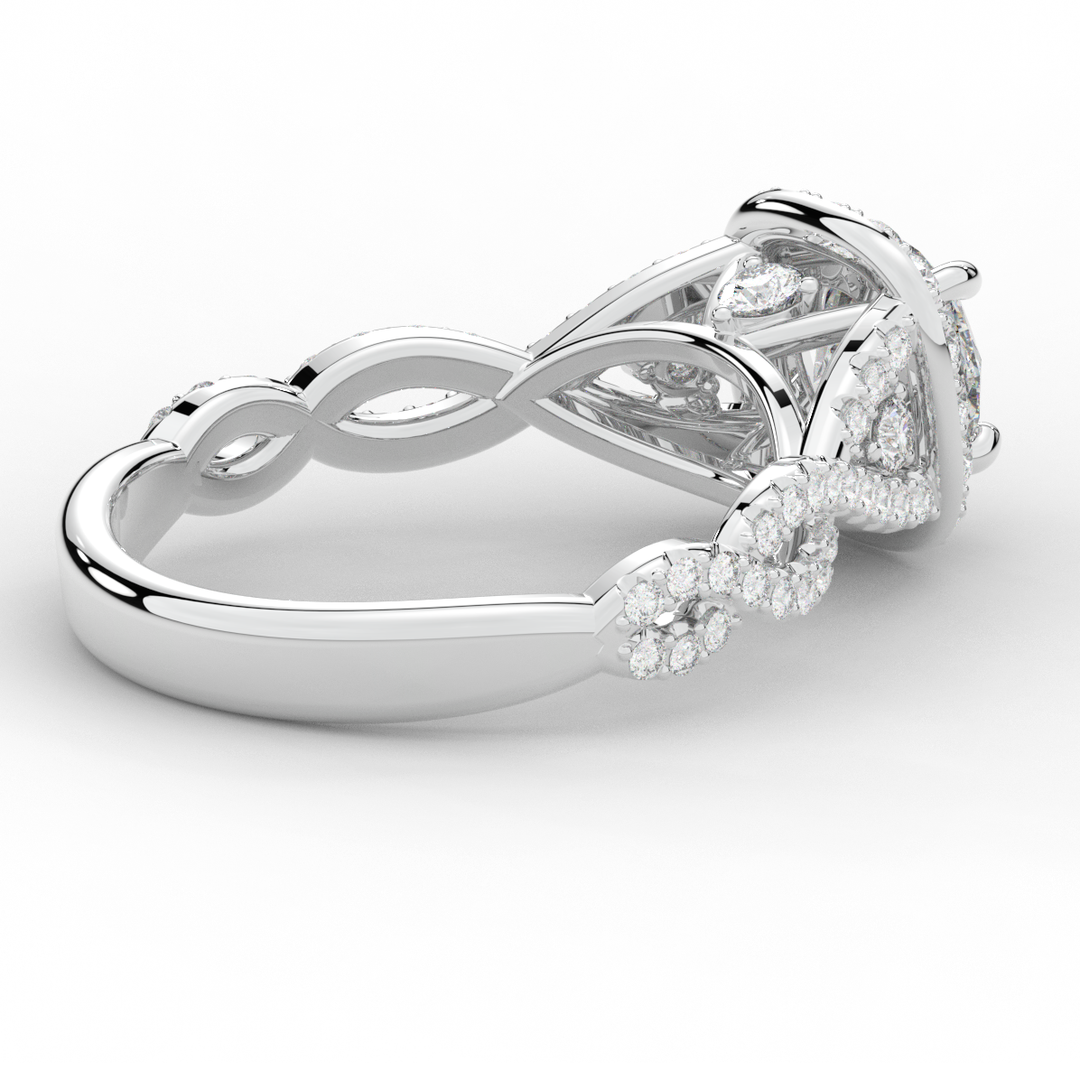 1.60CT.TW ROUND LAB DIAMOND HALO TWIST ENGAGEMENT RING - Nazarelle