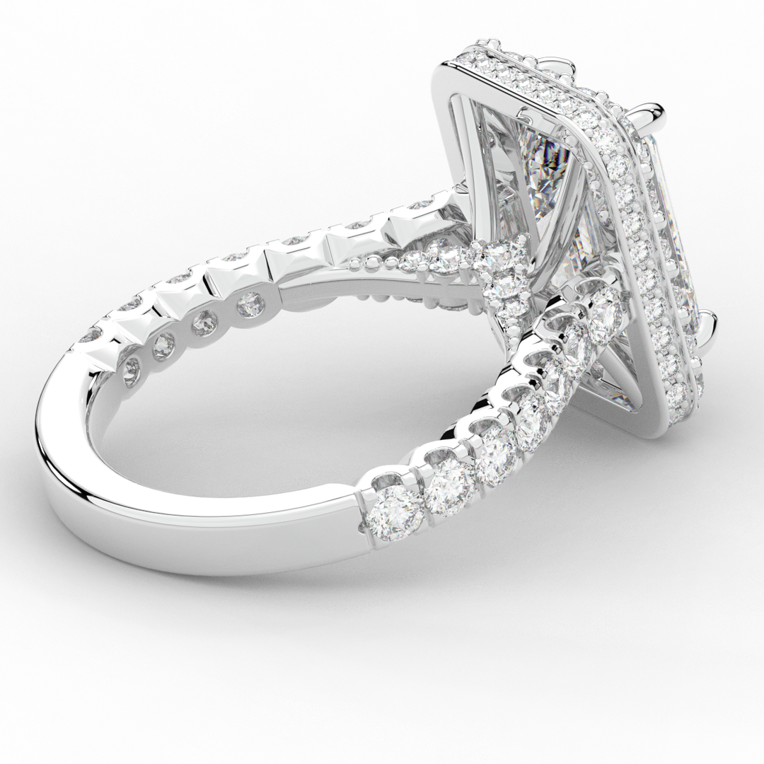 4.50CT.TW EMERALD CUT LAB DIAMOND HALO ENGAGEMENT RING - Nazarelle