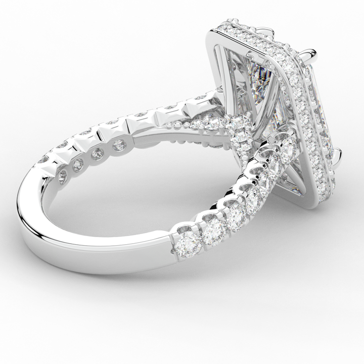 4.50CT.TW EMERALD CUT LAB DIAMOND HALO ENGAGEMENT RING - Nazarelle