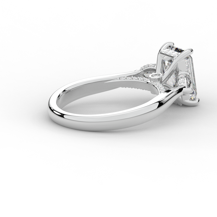 2.40CT.TW EMERALD CUT LAB DIAMOND 3 STONE ENGAGEMENT RING - Nazarelle