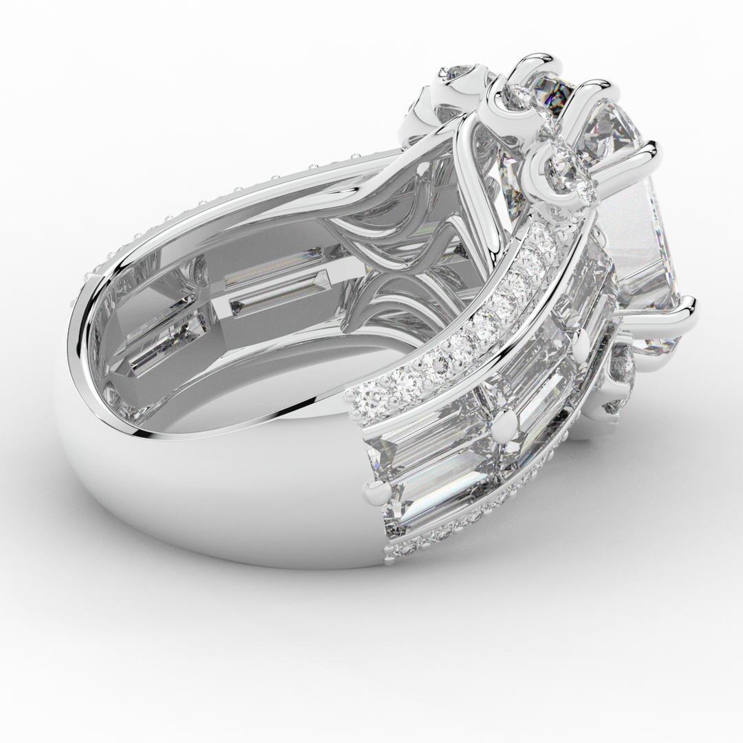 8.25CT.TW EMERALD CUT LAB DIAMOND HALO ENGAGEMENT RING - Nazarelle