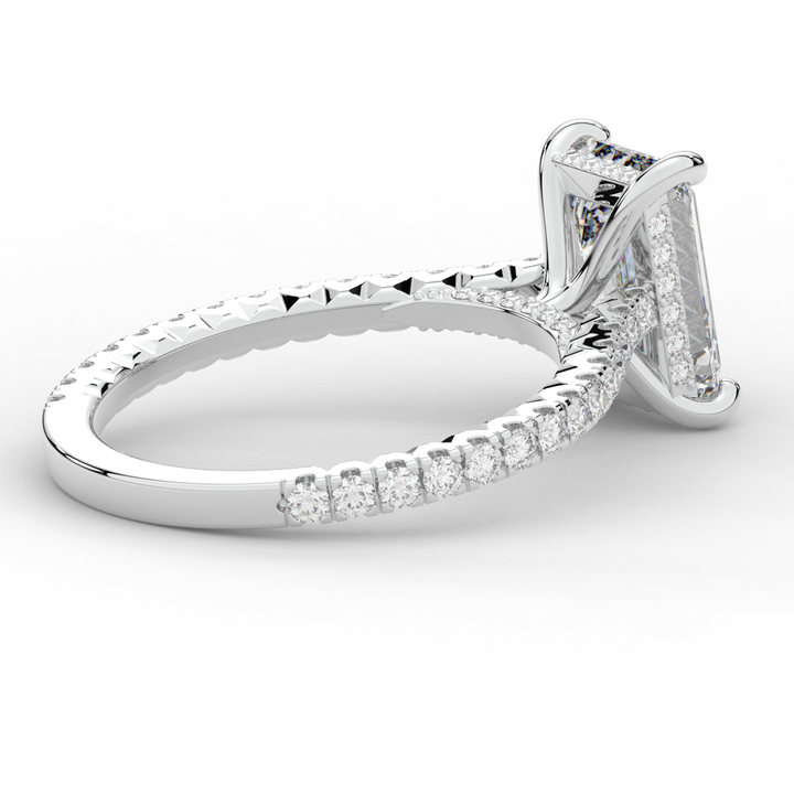 3.50CT.TW EMERALD CUT LAB DIAMOND UNDERHALO SOLITAIRE ENGAGEMENT RING - Nazarelle