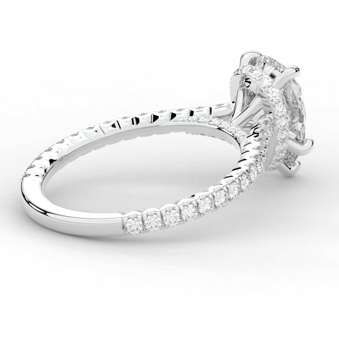 2.50CT.TW PEAR LAB DIAMOND UNDERHALO SOLITAIRE ENGAGEMENT RING - Nazarelle