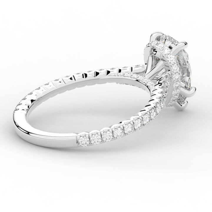 2.50CT.TW PEAR LAB DIAMOND UNDERHALO SOLITAIRE ENGAGEMENT RING - Nazarelle