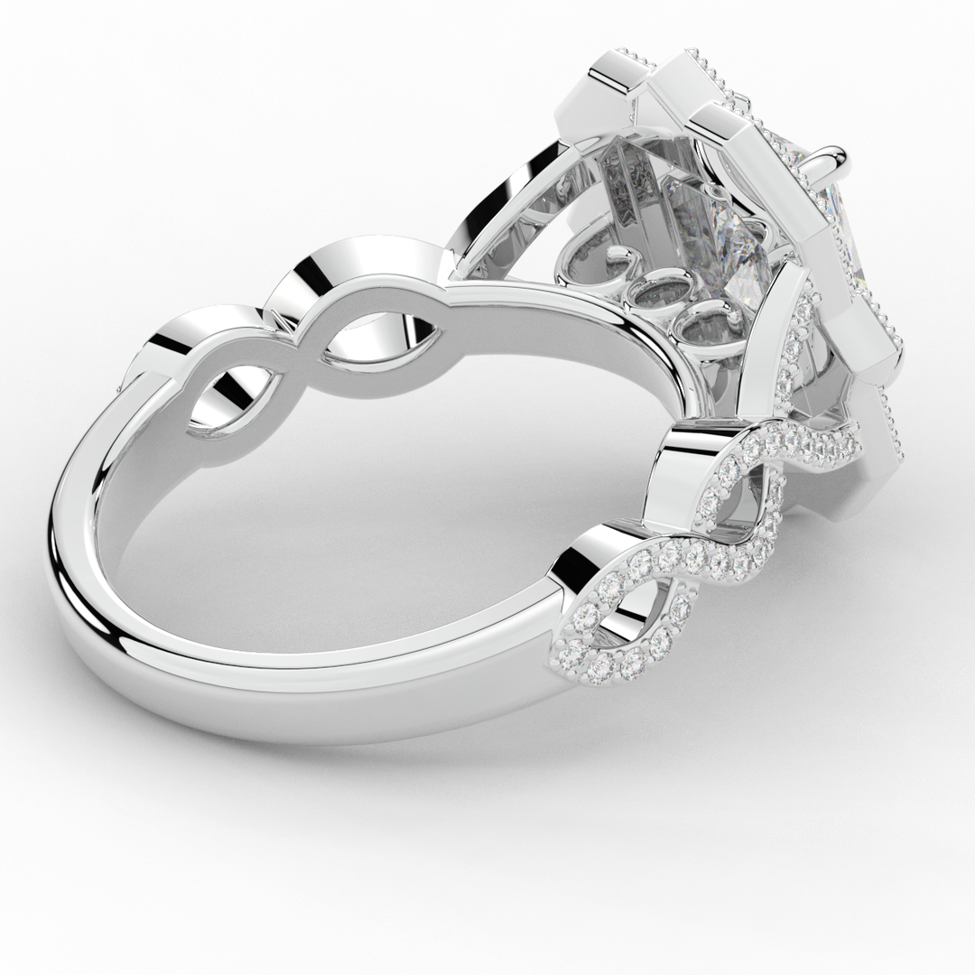 1.90CT.TW RADIANT LAB DIAMOND HALO ENGAGEMENT RING - Nazarelle