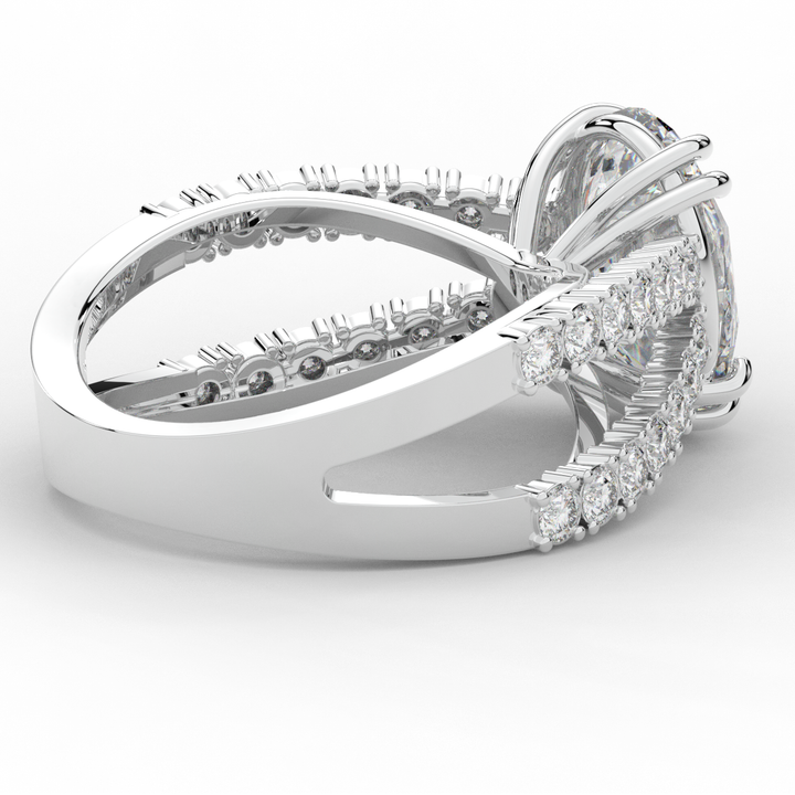 3.75CT.TW OVAL LAB DIAMOND SPLIT BAND ENGAGEMENT RING