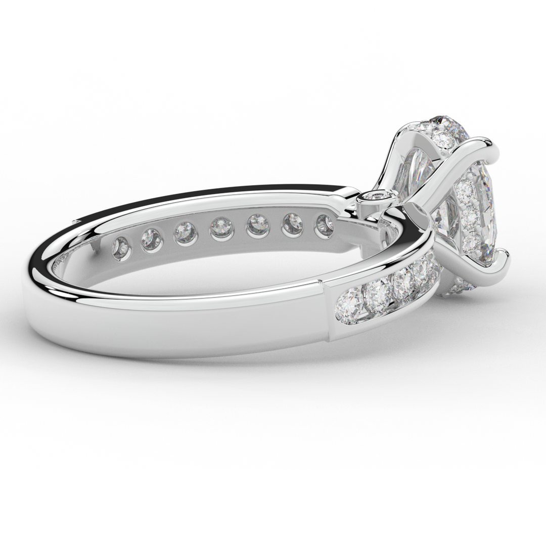 1.95CT.TW OVAL LAB DIAMOND UNDERHALO ENGAGEMENT RING - Nazarelle