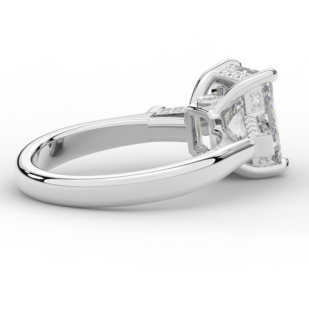 3.45CT.TW RADIANT LAB DIAMOND 3 STONE ENGAGEMENT RING - Nazarelle