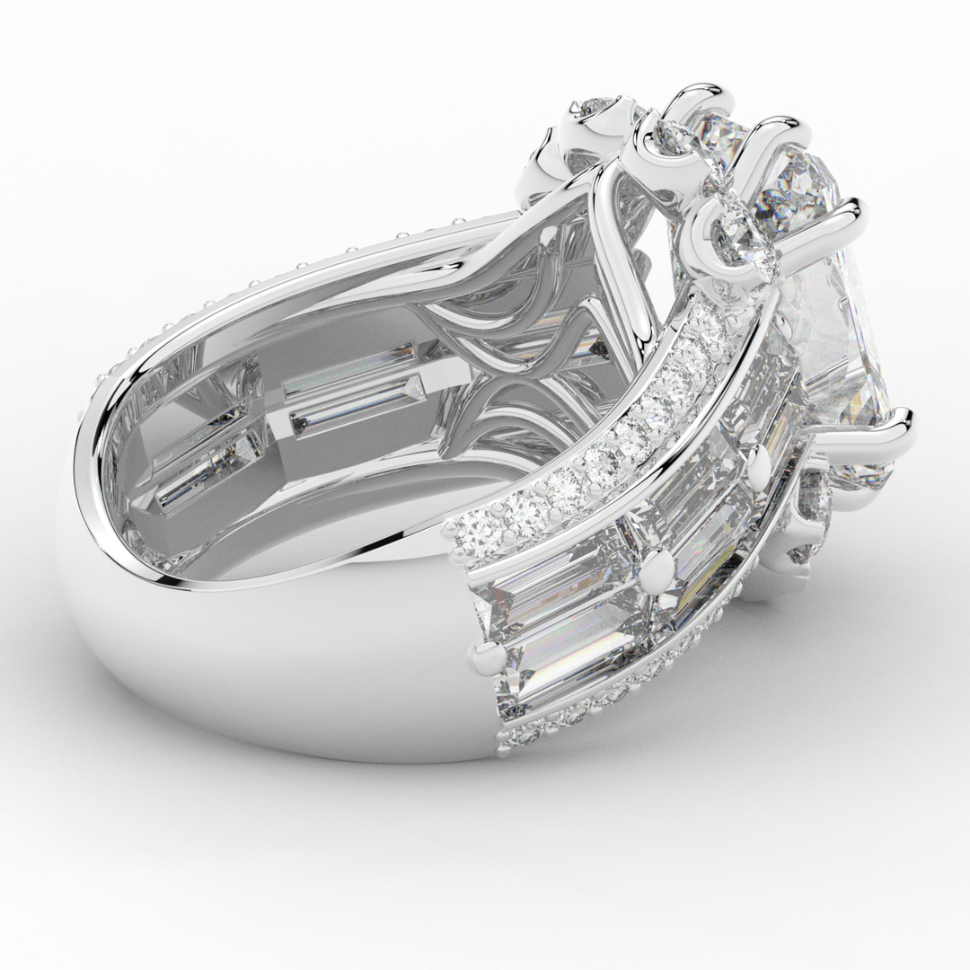 8.25CT.TW RADIANT LAB DIAMOND HALO ENGAGEMENT RING - Nazarelle