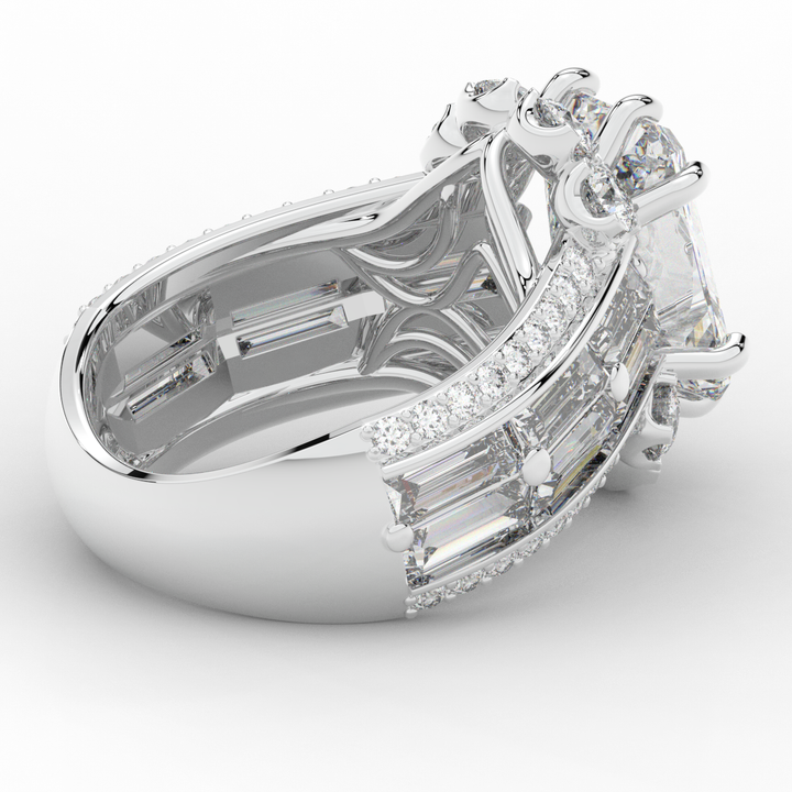 8.25CT.TW RADIANT LAB DIAMOND HALO ENGAGEMENT RING - Nazarelle