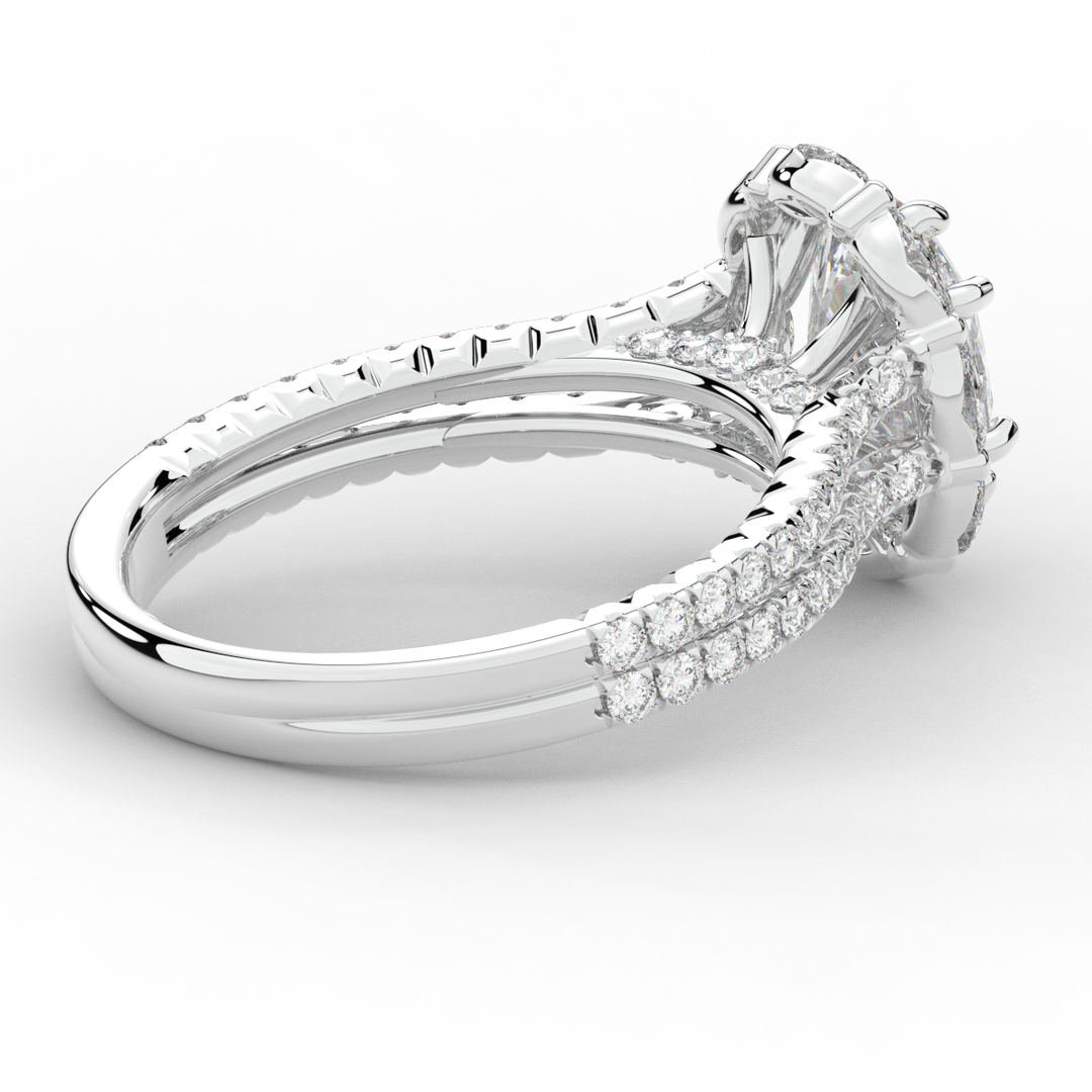 2.30CT.TW OVAL LAB DIAMOND HALO SPLIT SHANK ENGAGEMENT RING - Nazarelle