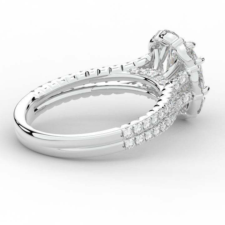 2.30CT.TW OVAL LAB DIAMOND HALO SPLIT SHANK ENGAGEMENT RING - Nazarelle