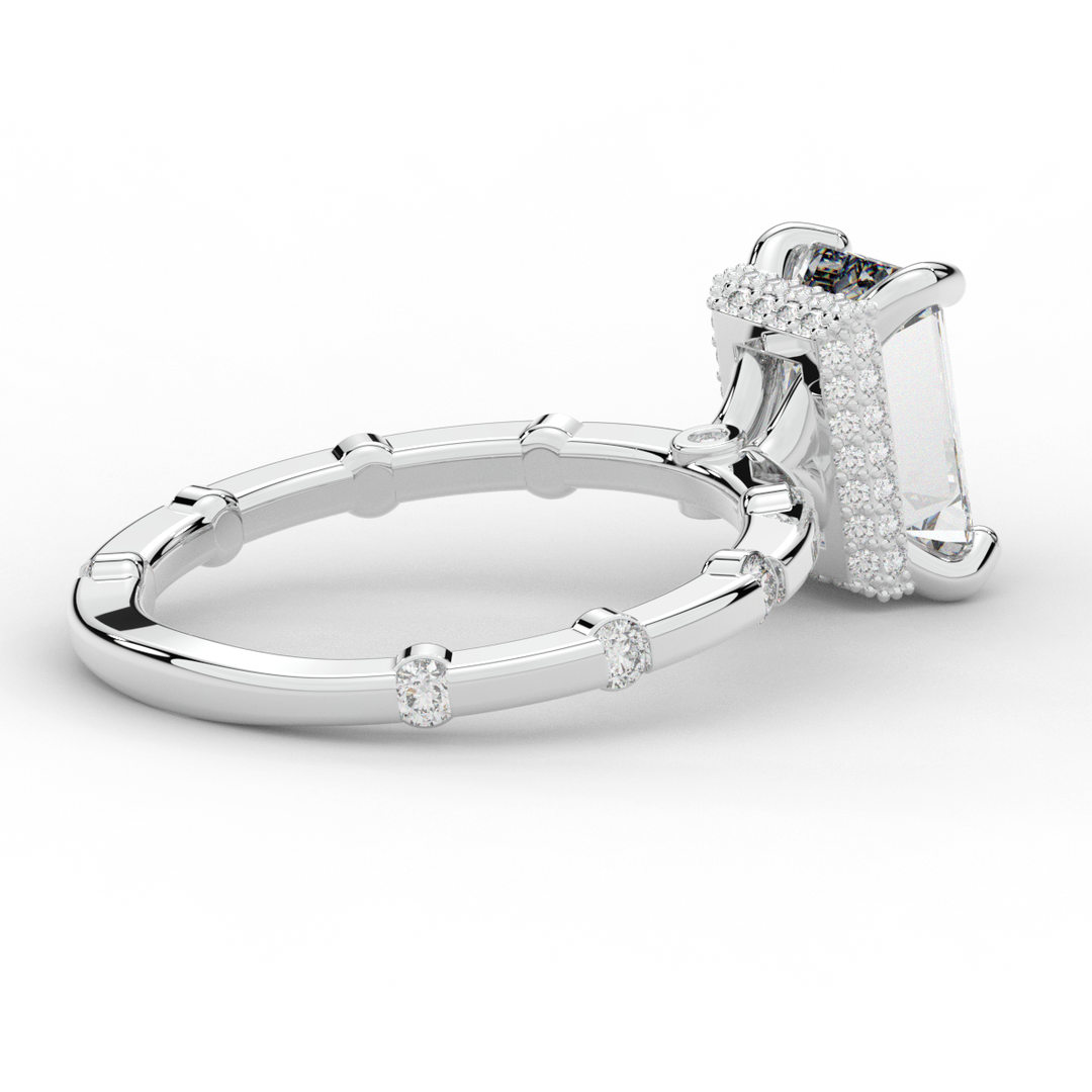 2.60CT.TW RADIANT LAB DIAMOND UNDERHALO SOLITAIRE ENGAGEMENT RING - Nazarelle