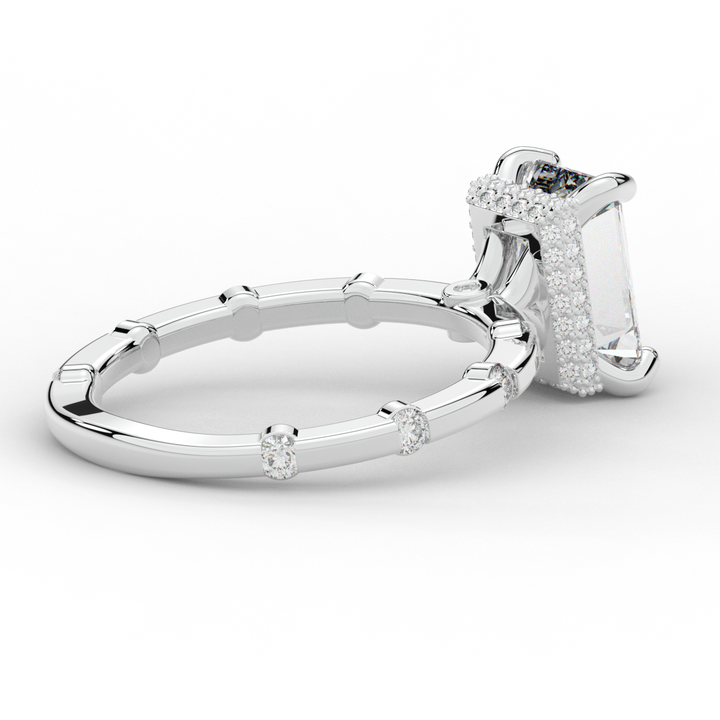 2.60CT.TW RADIANT LAB DIAMOND UNDERHALO SOLITAIRE ENGAGEMENT RING - Nazarelle