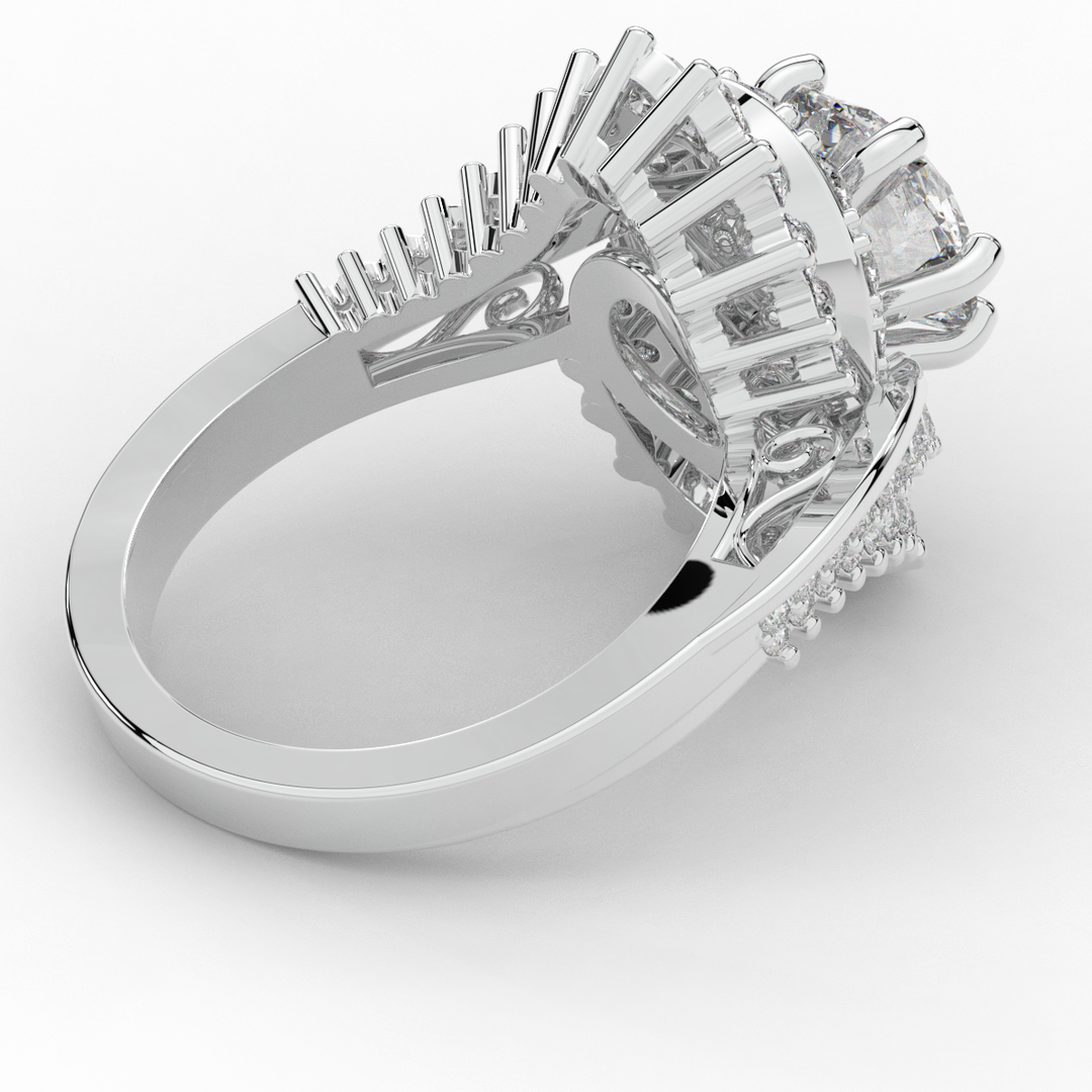 3.35CT.TW ROUND LAB DIAMOND BYPASS HALO ENGAGEMENT RING - Nazarelle
