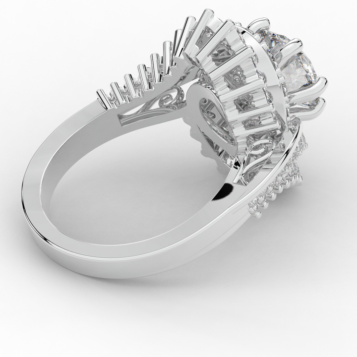 3.35CT.TW ROUND LAB DIAMOND BYPASS HALO ENGAGEMENT RING - Nazarelle
