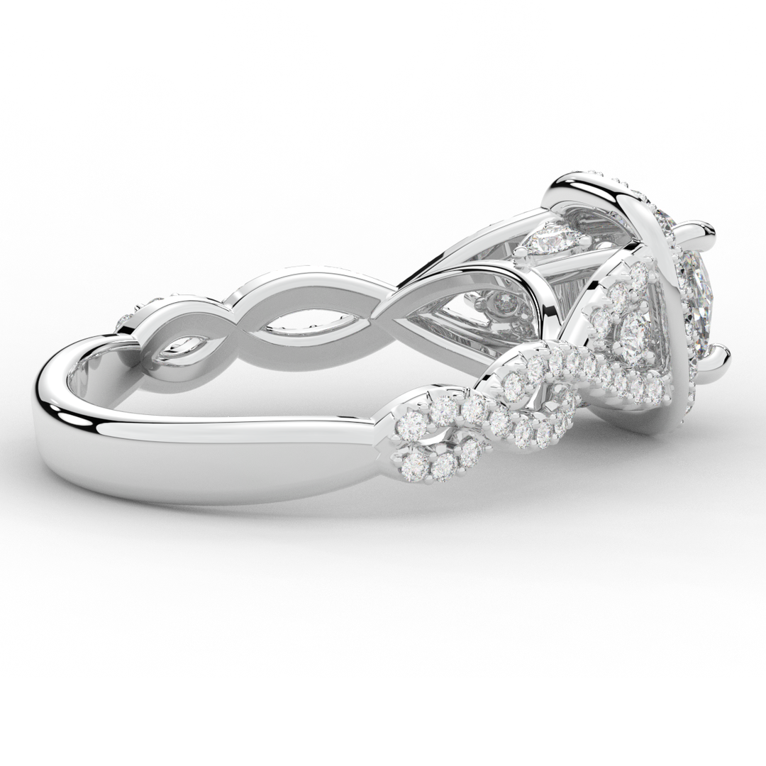 1.30CT.TW ROUND LAB DIAMOND HALO ENGAGEMENT RING - Nazarelle