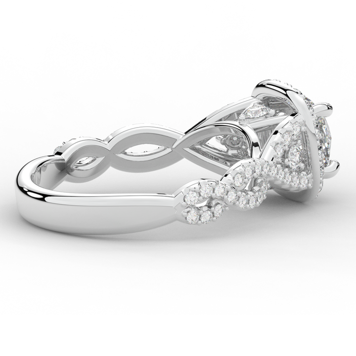 1.30CT.TW ROUND LAB DIAMOND HALO ENGAGEMENT RING - Nazarelle
