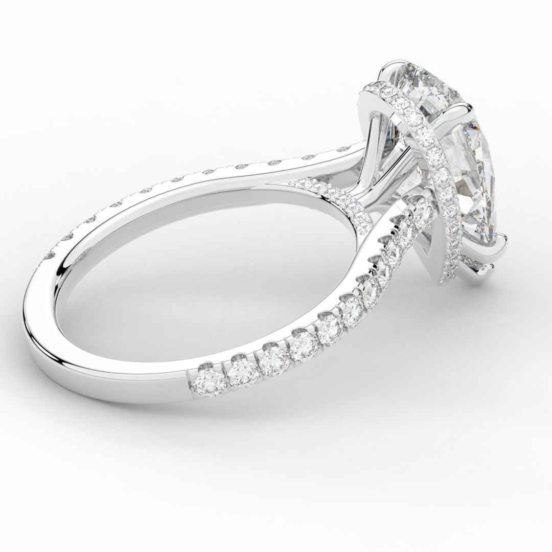 4.60CT.TW PEAR LAB DIAMOND UNDERHALO SOLITAIRE ENGAGEMENT RING - Nazarelle