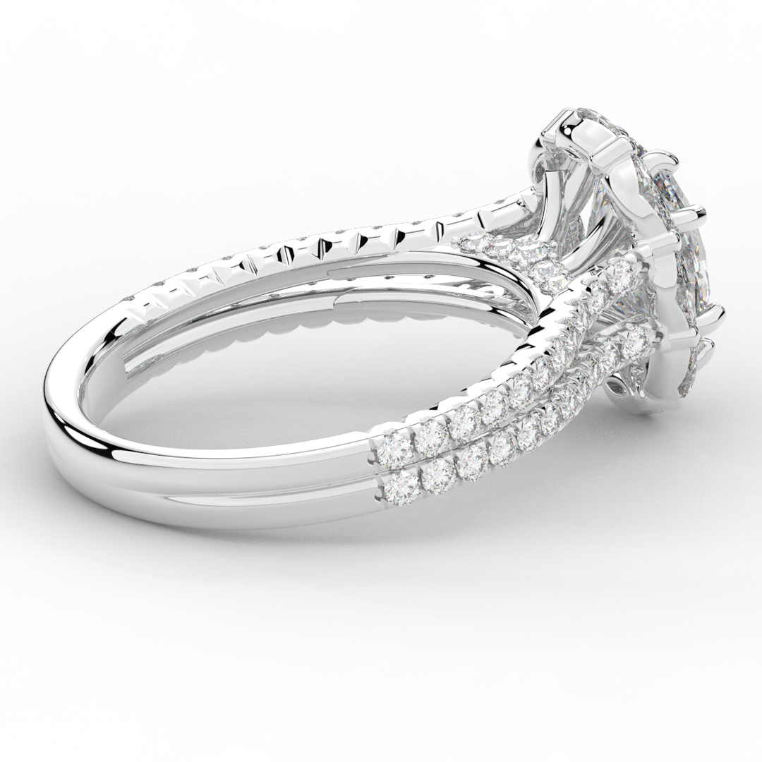 2.30CT.TW OVAL LAB DIAMOND HALO SPLIT SHANK ENGAGEMENT RING - Nazarelle