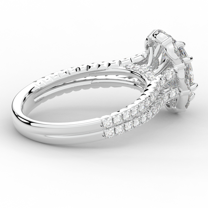 2.30CT.TW OVAL LAB DIAMOND HALO SPLIT SHANK ENGAGEMENT RING - Nazarelle