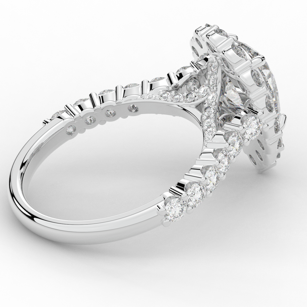 3.10CT.TW PEAR LAB DIAMOND HALO ENGAGEMENT RING - Nazarelle
