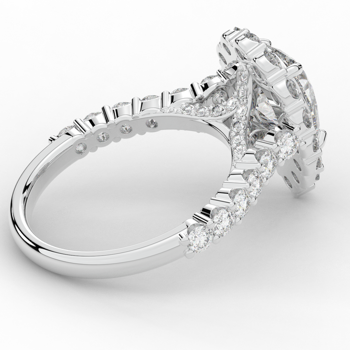 3.10CT.TW PEAR LAB DIAMOND HALO ENGAGEMENT RING - Nazarelle