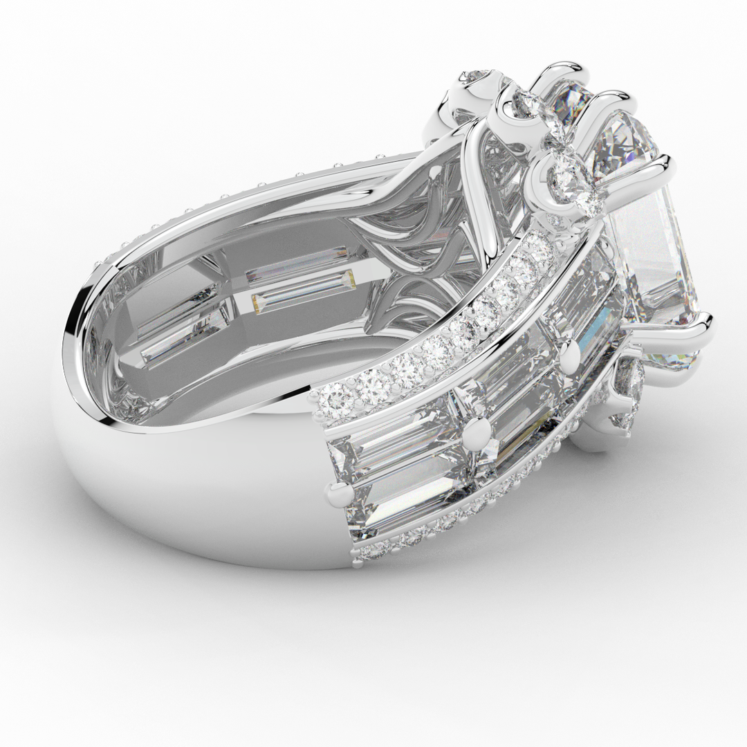 8.25CT.TW EMERALD CUT LAB DIAMOND HALO ENGAGEMENT RING - Nazarelle
