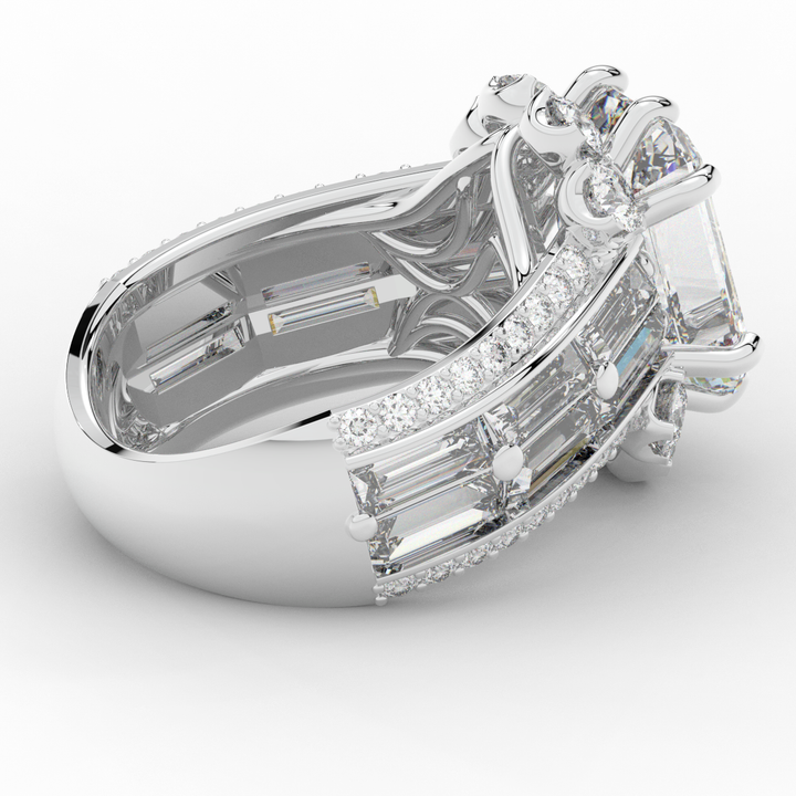 8.25CT.TW EMERALD CUT LAB DIAMOND HALO ENGAGEMENT RING - Nazarelle