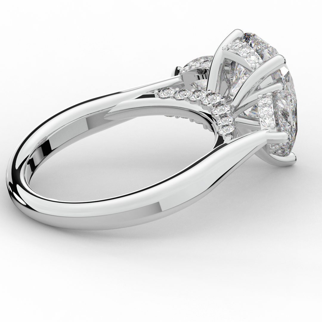 3.70CT.TW PEAR LAB DIAMOND 3 STONE ENGAGEMENT RING - Nazarelle
