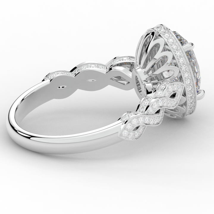 3.10CT.TW OVAL LAB DIAMOND HALO ENGAGEMENT RING - Nazarelle