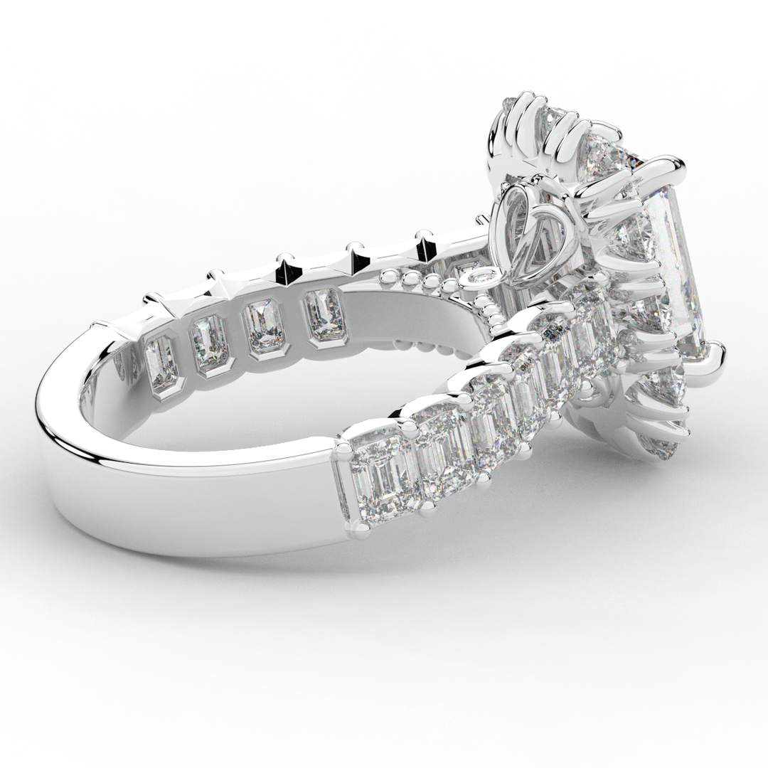 6.00CT.TW EMERALD CUT LAB DIAMOND HALO ENGAGEMENT RING - Nazarelle