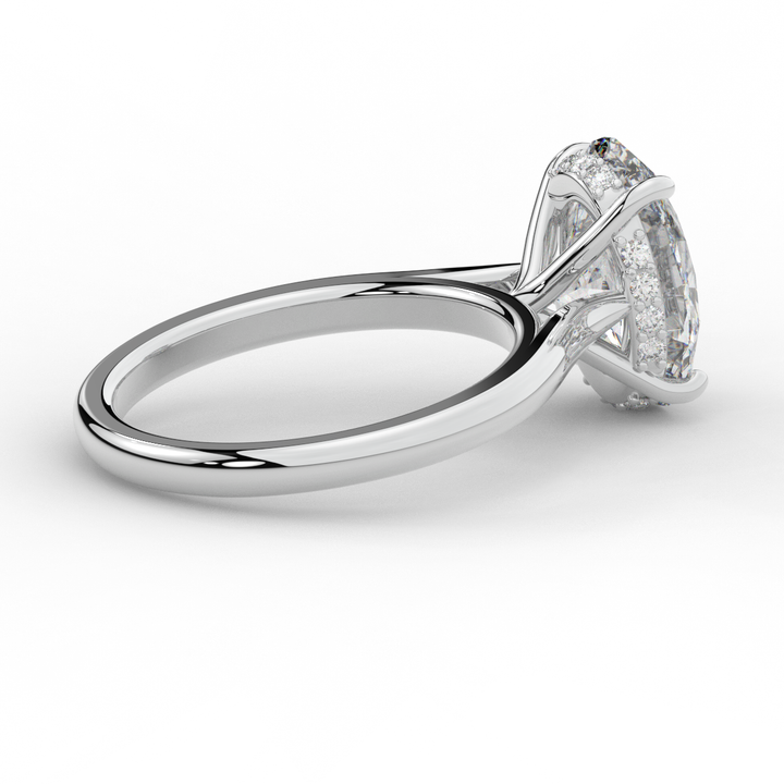 2.05CT.TW OVAL LAB DIAMOND UNDERHALO ENGAGEMENT RING - Nazarelle