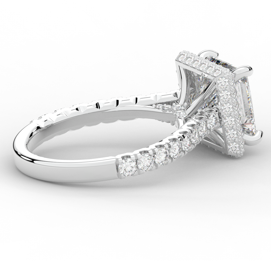 3.90CT.TW PRINCESS LAB DIAMOND HALO ENGAGEMENT RING - Nazarelle