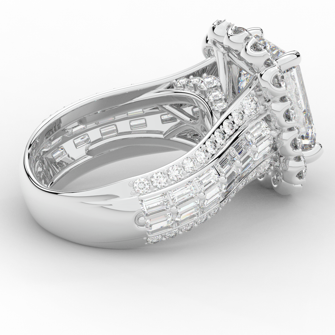 8.00CT.TW EMERALD CUT LAB DIAMOND HALO ENGAGEMENT RING - Nazarelle