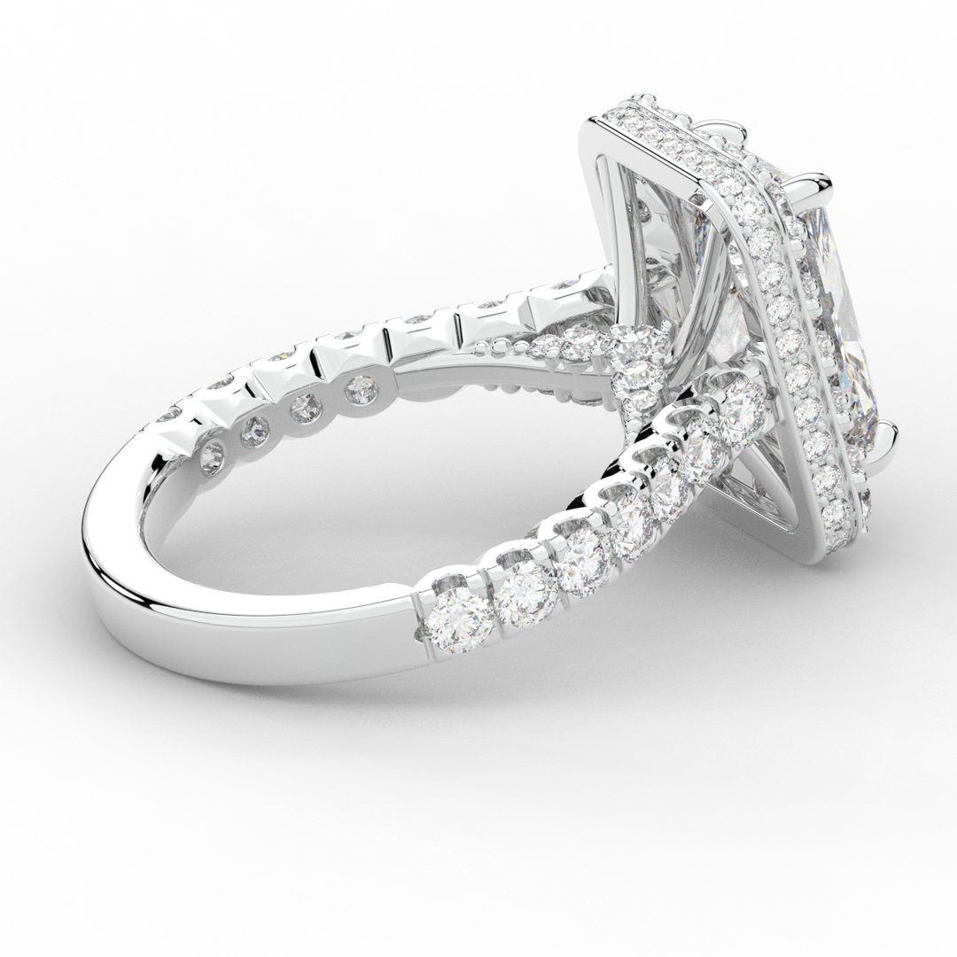 4.50CT.TW RADIANT LAB DIAMOND HALO ENGAGEMENT RING - Nazarelle