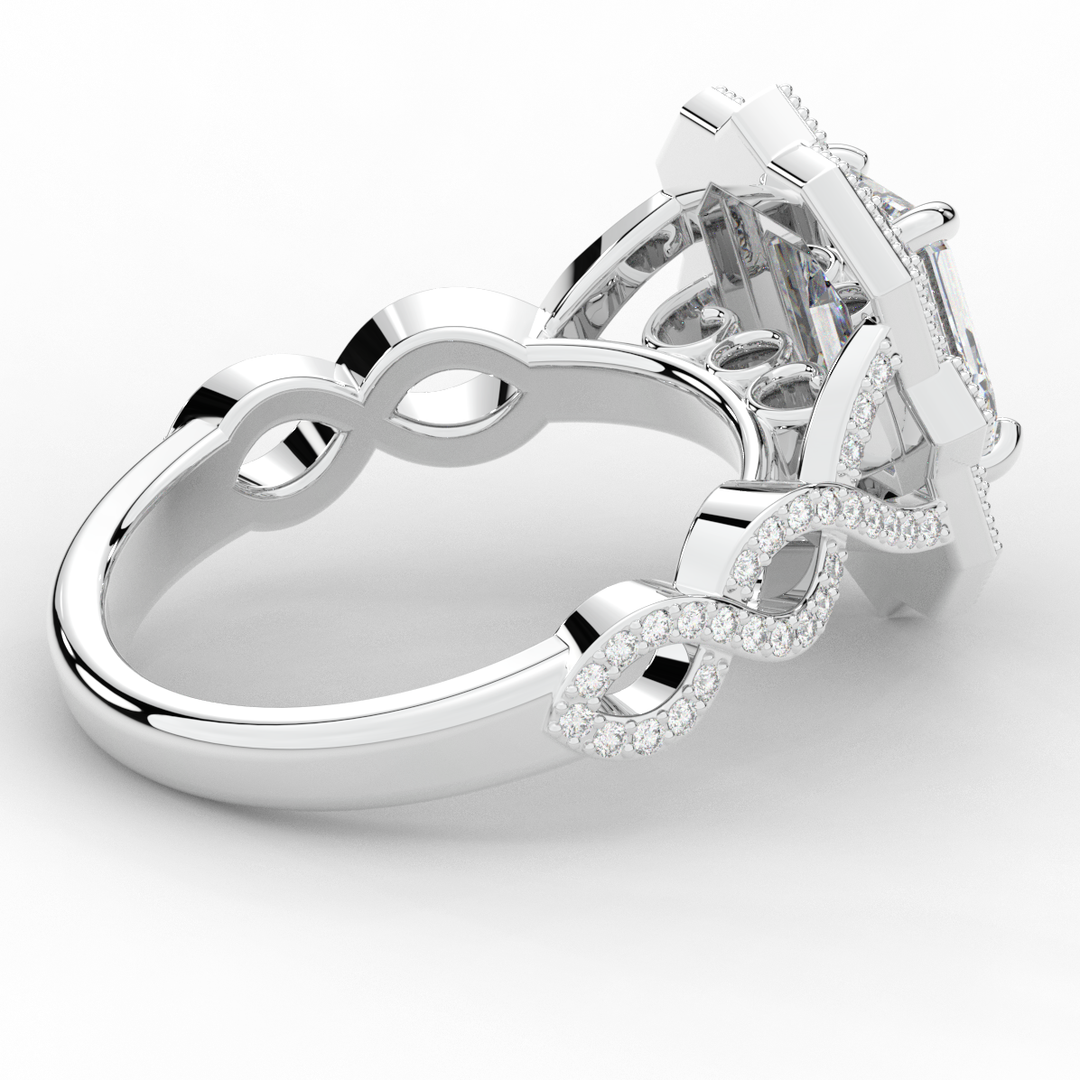 1.90CT.TW EMERALD CUT LAB DIAMOND HALO ENGAGEMENT RING - Nazarelle