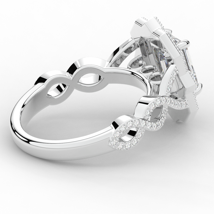 1.90CT.TW EMERALD CUT LAB DIAMOND HALO ENGAGEMENT RING - Nazarelle