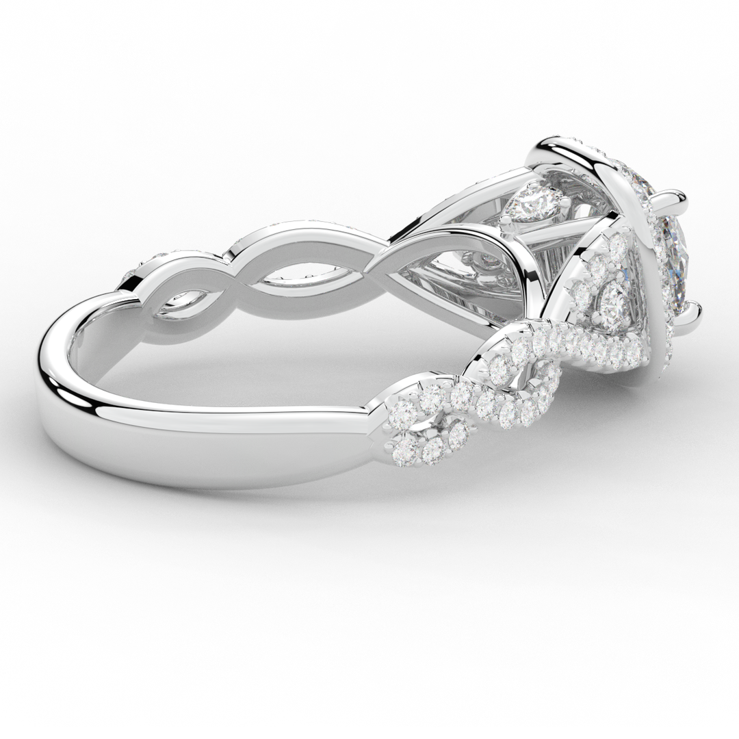 1.60CT.TW ROUND LAB DIAMOND HALO TWIST ENGAGEMENT RING - Nazarelle