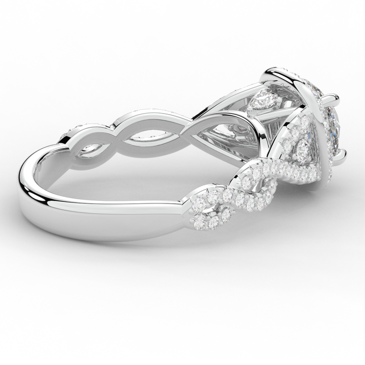 1.60CT.TW ROUND LAB DIAMOND HALO TWIST ENGAGEMENT RING - Nazarelle