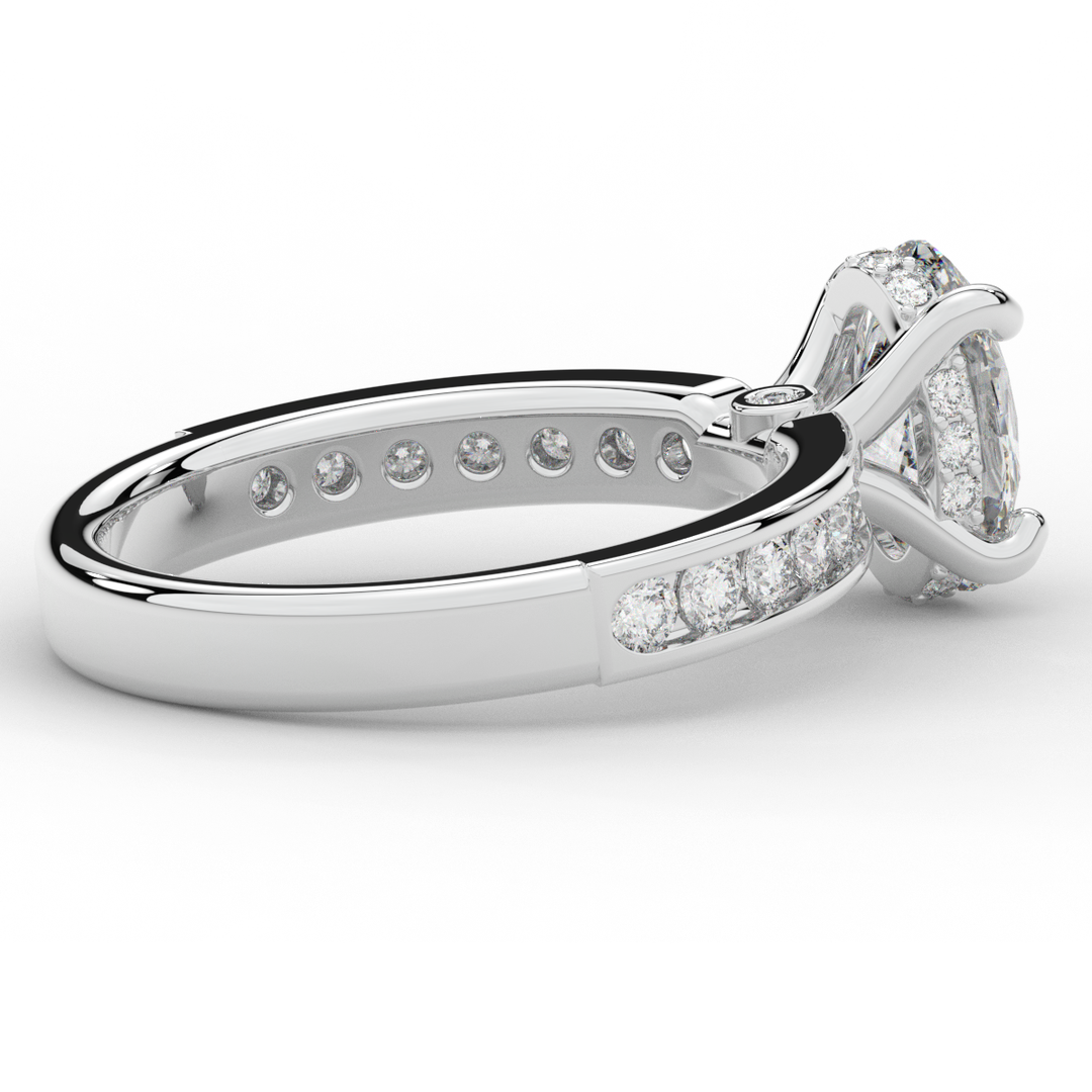 1.95CT.TW OVAL LAB DIAMOND UNDERHALO ENGAGEMENT RING - Nazarelle