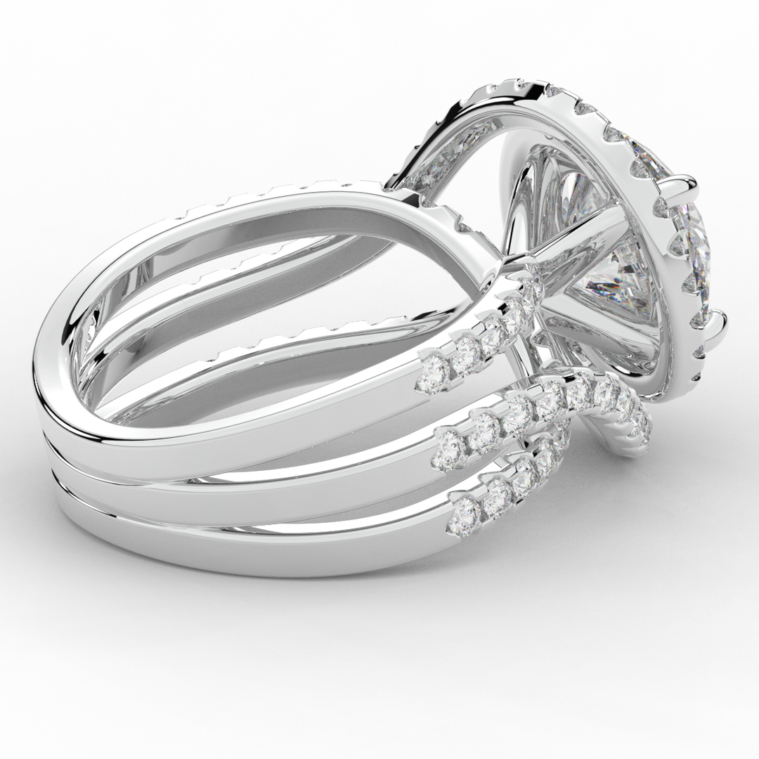 3.90CT.TW ROUND LAB DIAMOND TWIST HALO ENGAGEMENT RING - Nazarelle