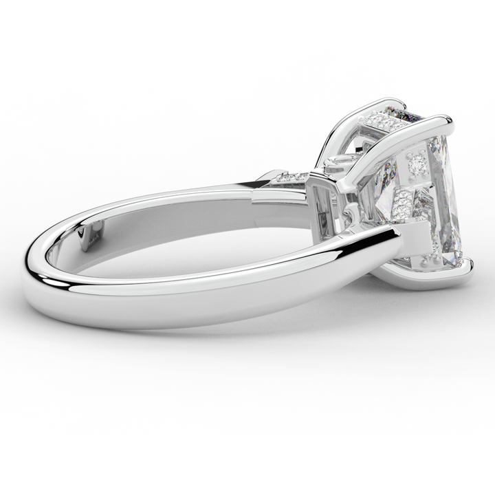 3.45CT.TW RADIANT LAB DIAMOND 3 STONE ENGAGEMENT RING - Nazarelle