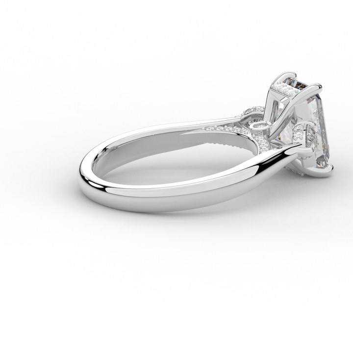 2.40CT.TW EMERALD CUT LAB DIAMOND 3 STONE ENGAGEMENT RING - Nazarelle